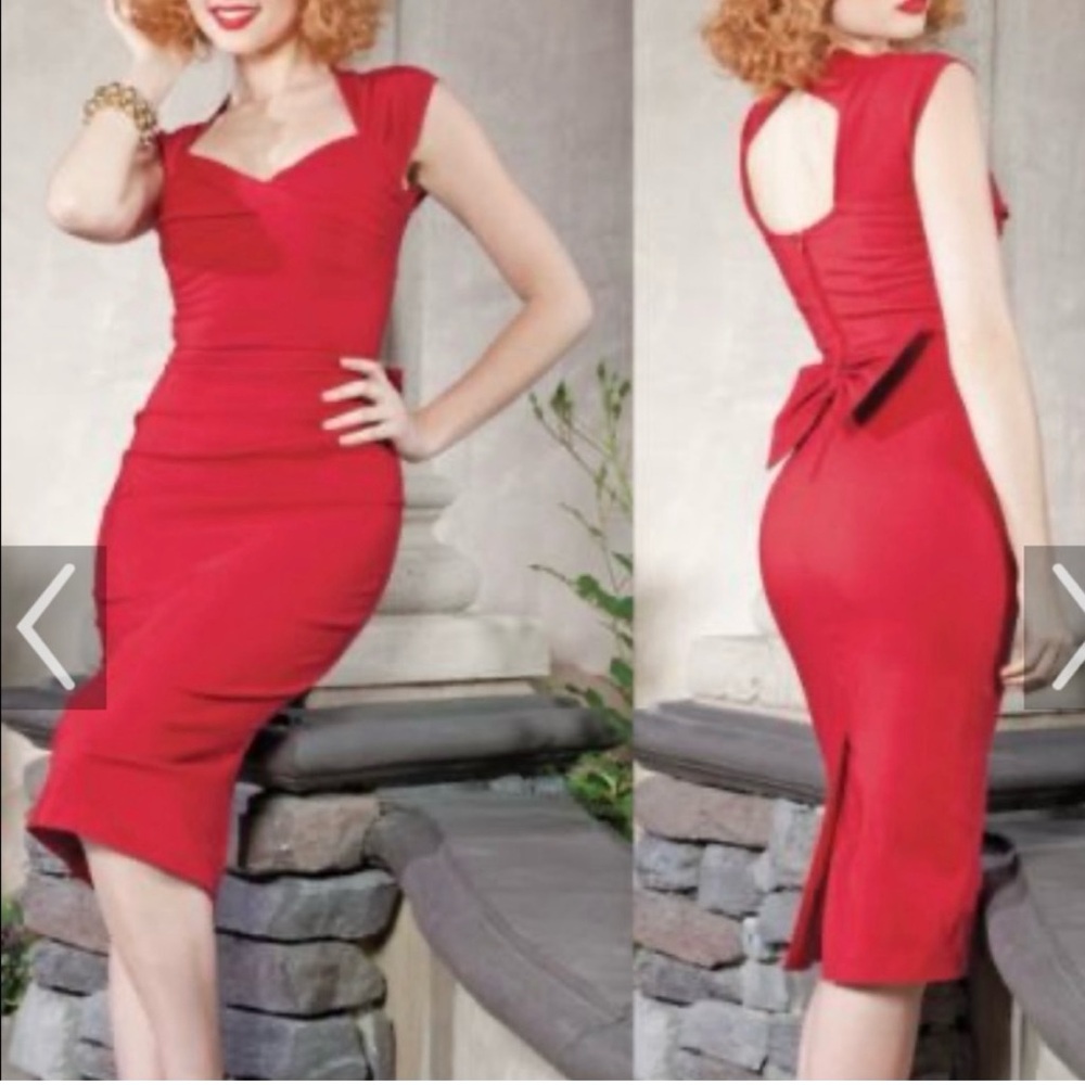 Stop Staring Red Backless Dress with Bow